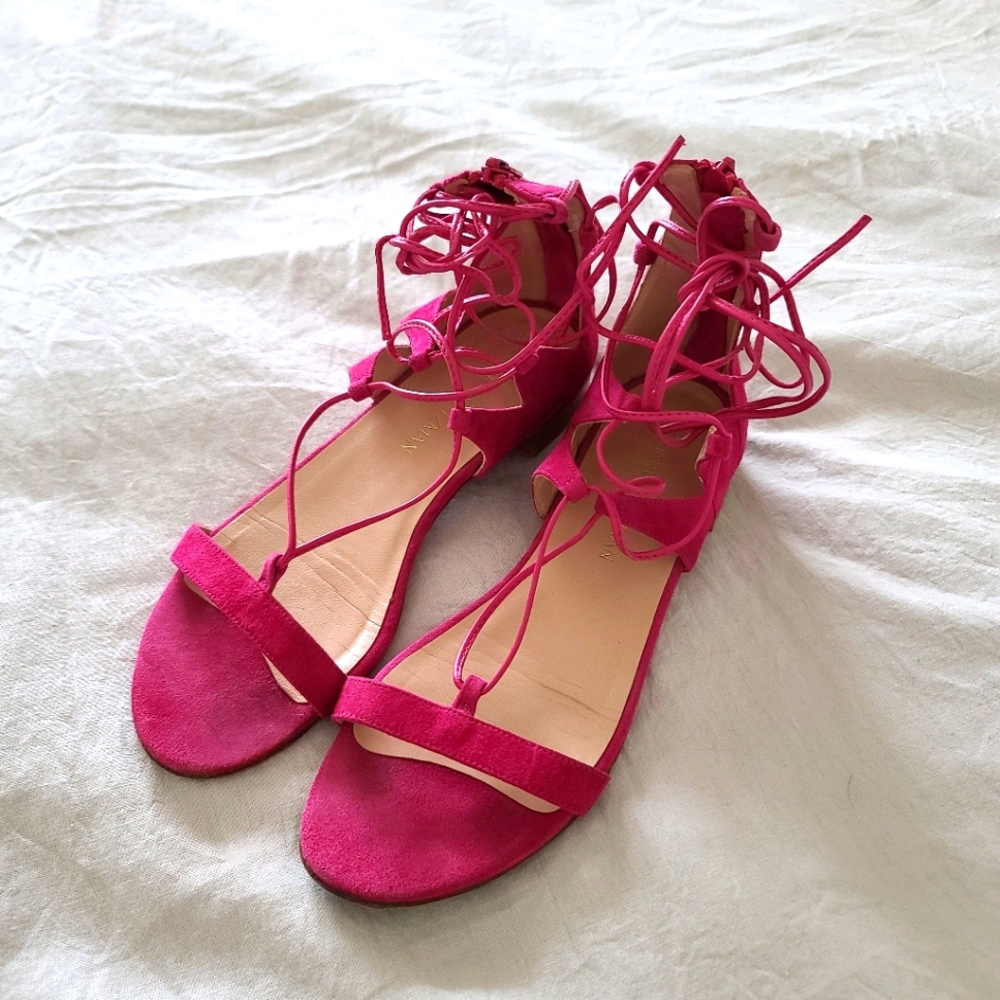 **SOLD** Stuart Weitzman Hot Pink Suede Gladiator Sandals, 8M